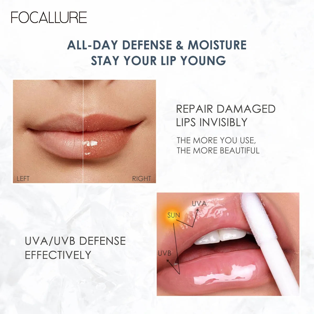 Wholesale FOCALLURE Makeup Lip Gloss Moisturizing Long Lasting Juicy Jelly Lip Tint Shiny Transparent Lipgloss Women's Cosmetics