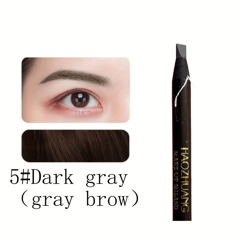 High quality HAOZHUANG pull eyebrow pencil black leather makeup wild line eyebrow pencil hard core flat head pen White pen