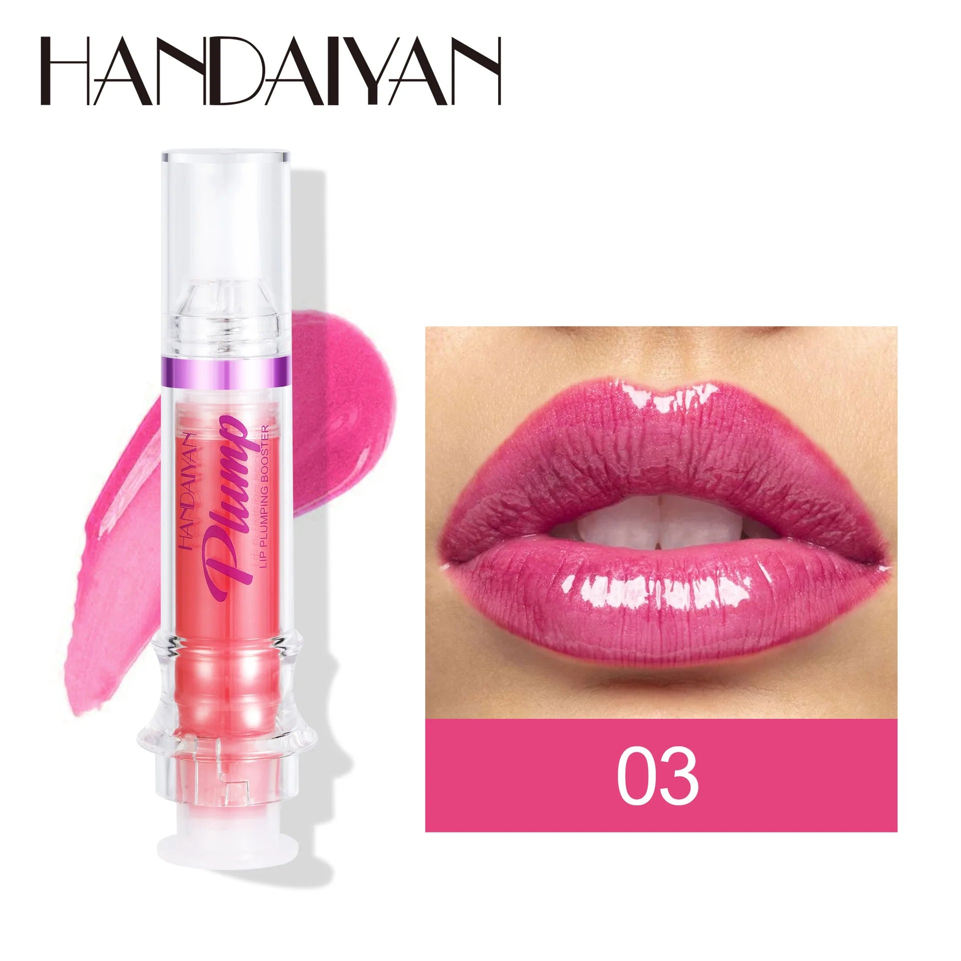 Handaiyan Lip Plumping Booster Sexy Plumper Glitter Red Nude Lipstick Liquid Waterproof Moisturize Oil Lipgloss Makeup