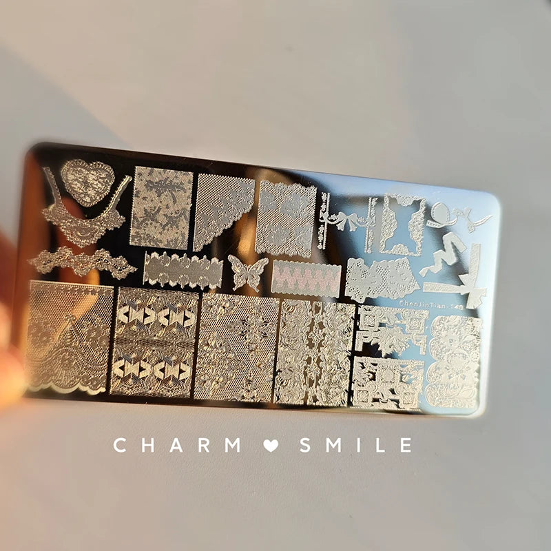 Cartoon Characters Stamping Plates French Line Geometry Flowers Leaves Animals Image Stainless Steel Nail Art Template Stencil
