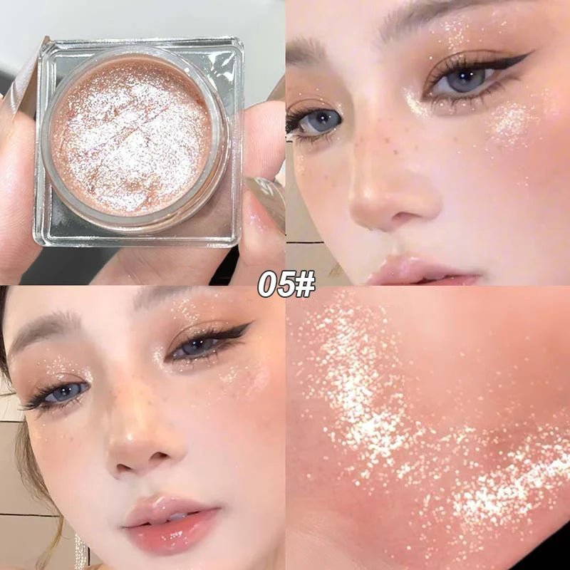 Pearl Gloss Highlighter Paste Makeup Wet Shine Diamond Glitter Eyeshadow Cream Monochrome Crystal Clear Sparkling Highlight Gel