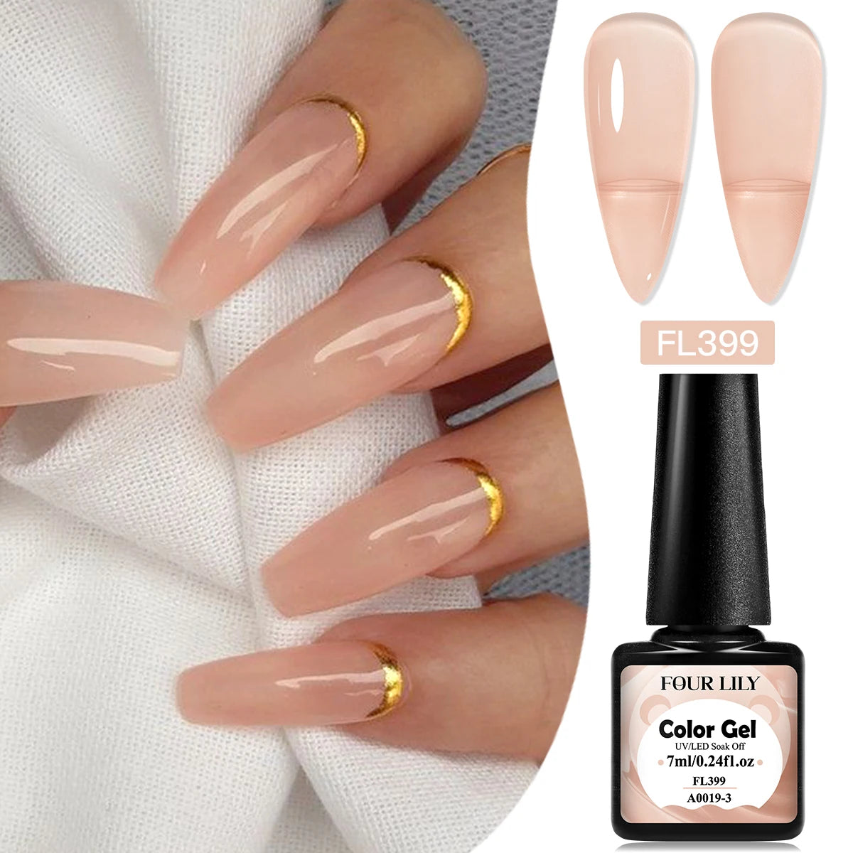 FOUR LILY 7ml Nude Pink Jelly Nail Gel Polish 12 Colors Semi Permanent Soak Off UV LED Gel Polish Nail Art Painting Gel Varnish