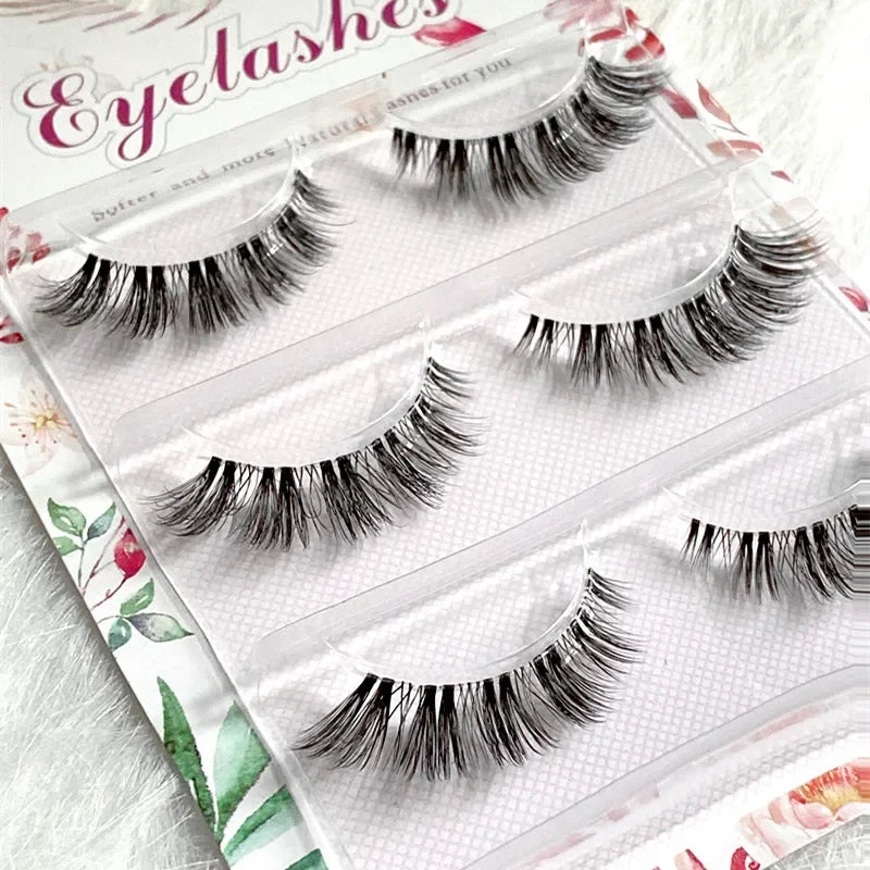 NEW 3Pairs 5d Mink Lashes 3D Mink Eyelashes Invisible Band Natural Black Mink False Eyelash Full Strip cilios posticos Reusable