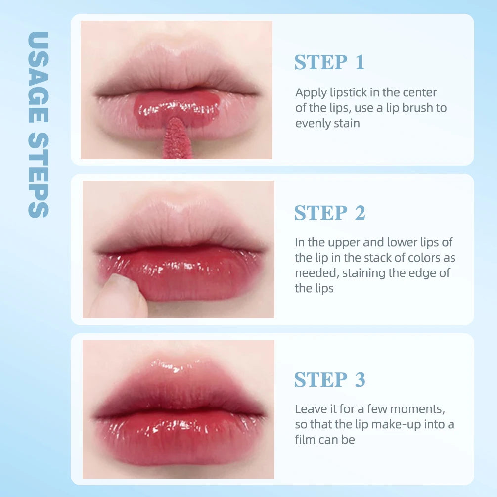 QIBEST Hydrating Crystal Lip Gloss Easy to Fade Mirror Water Glazed Lip Glaze Long Lasting Moisturizing Gloss Lip Tint Makeup