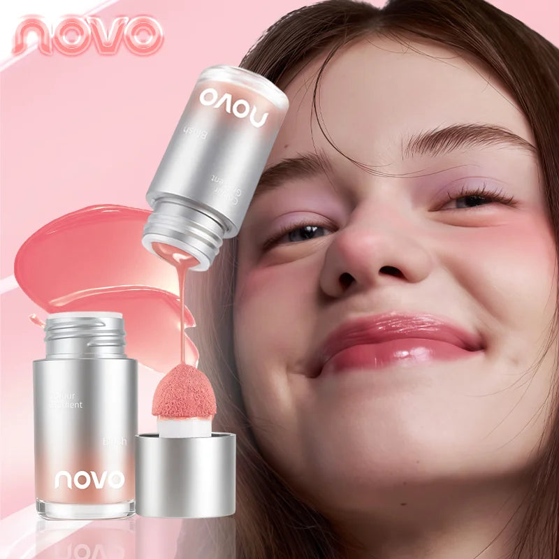 4-Color Liquid Velvet Blush, Water-Resistant & Stain-Resistant, Long-Lasting Blush For High-Pigment Color, Festive Makeup