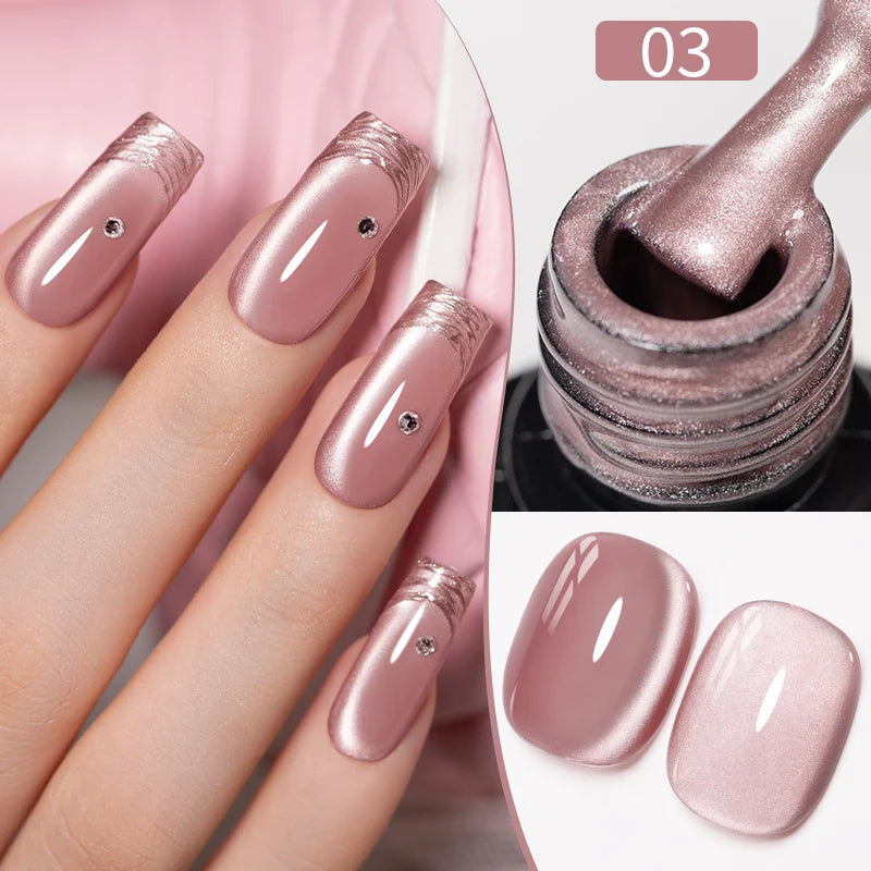 PUENTE 7.5ML Red Flame Reflective Gel Nail Polish Flash Sparkling Red Glitter Nail Gel Soak Off UV Semi-permanent Nail Varnish