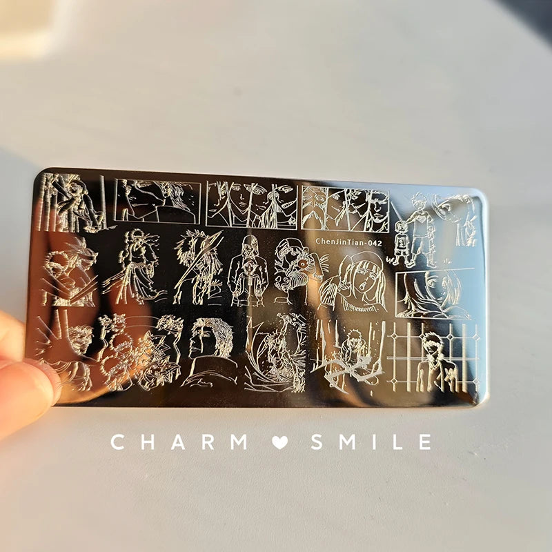 Cartoon Characters Stamping Plates French Line Geometry Flowers Leaves Animals Image Stainless Steel Nail Art Template Stencil
