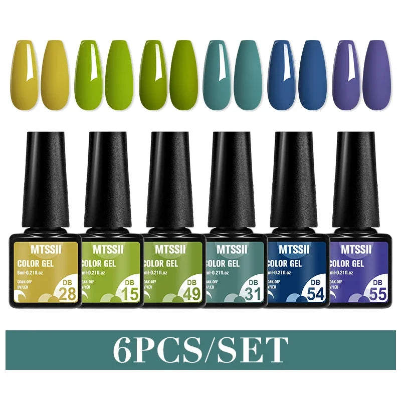 MTSSII 6PCS/Set Sparkly Red Roes Red Gel Nail Polish Shinning Nail Art LED UV Gel Varnish Nail Supplies Manicure Kit for Nails