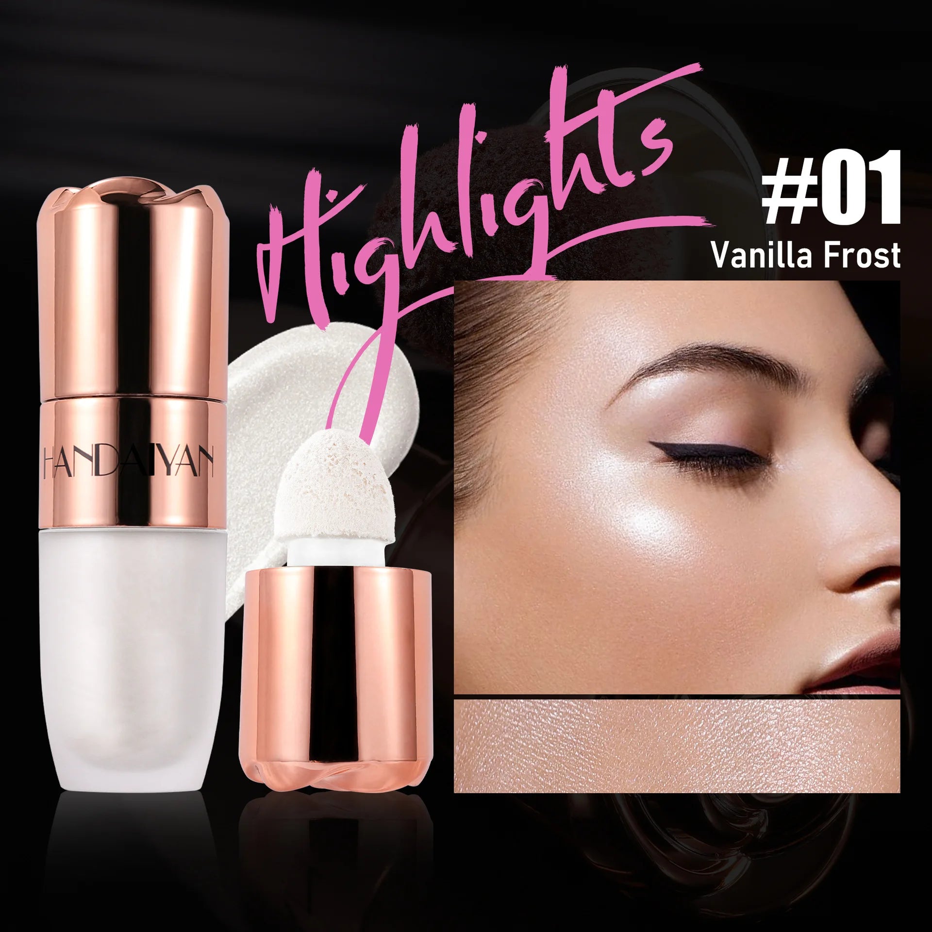 Rose Glow Liquid Contour Highlighter 3D Effect Soft Sponge Tip Easy to Wear Long Lasting Face Body Hihglight Contouring Stick
