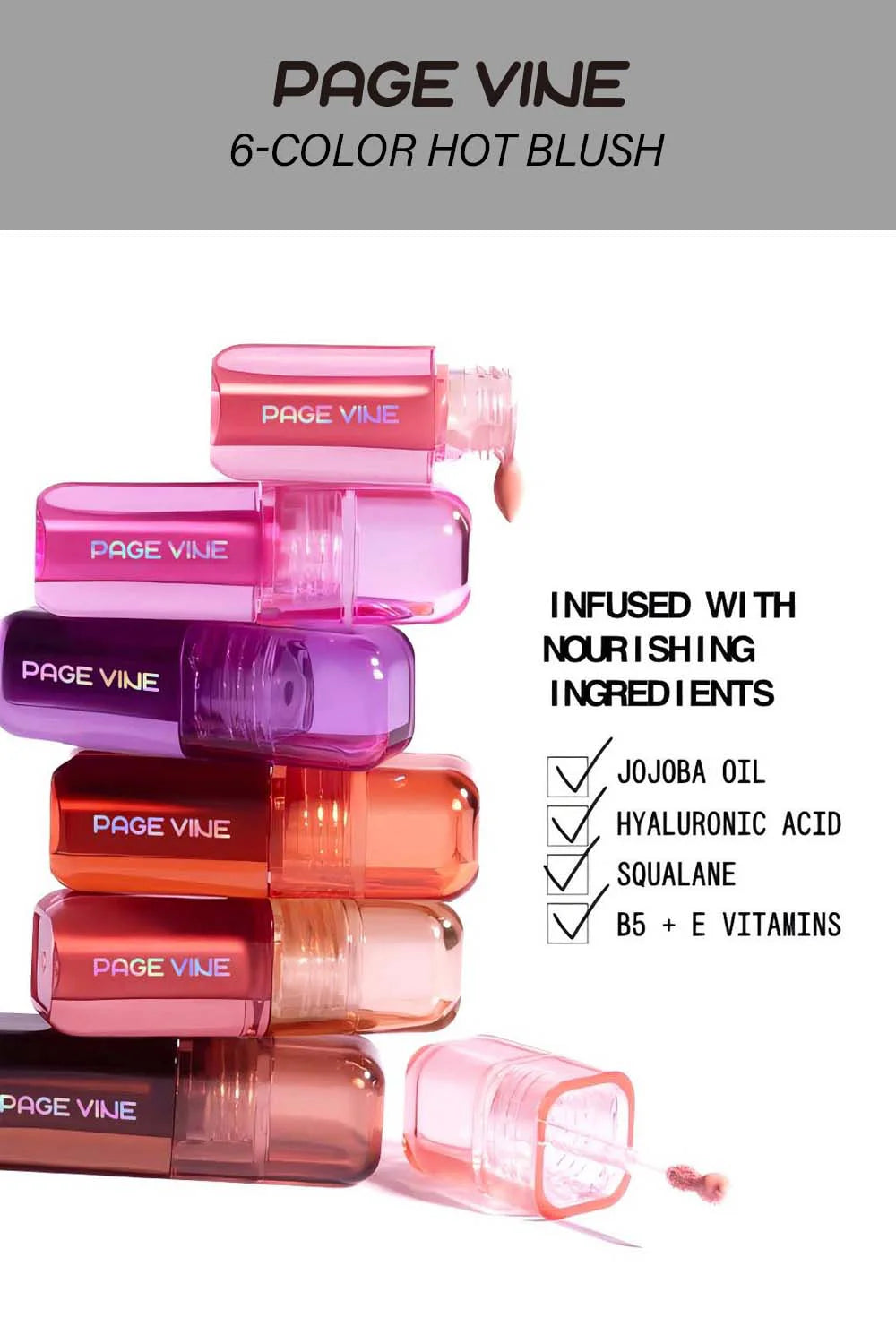 6 color pearl liquid powder blusher waterproof, sweat proof, halo proof, natural and durable rouge