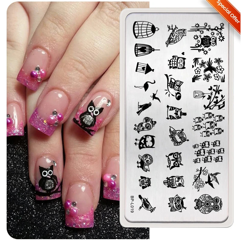 Stamping Plates Butterfly Necklace Floral Line Nail Art Templates Printing Image Manicure Tool