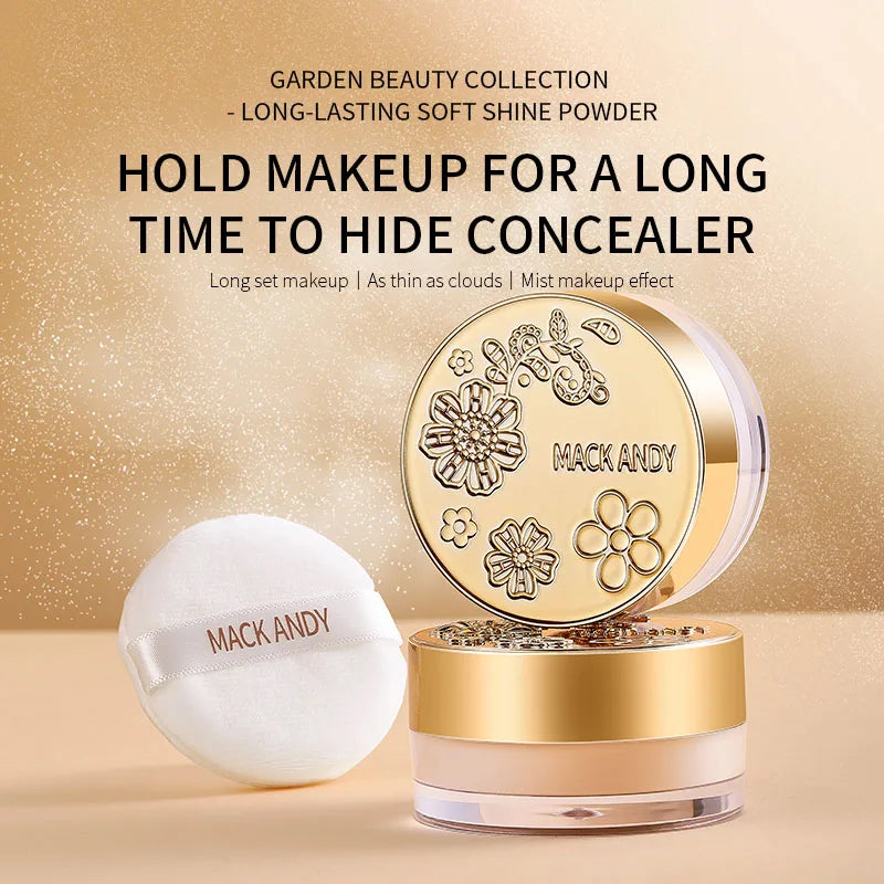 MACKANDY Soft Honey Loose Powder Waterproof Long-lasting Oil Control Shimmer Brighten Coverage Setting Powder Facial Makeup