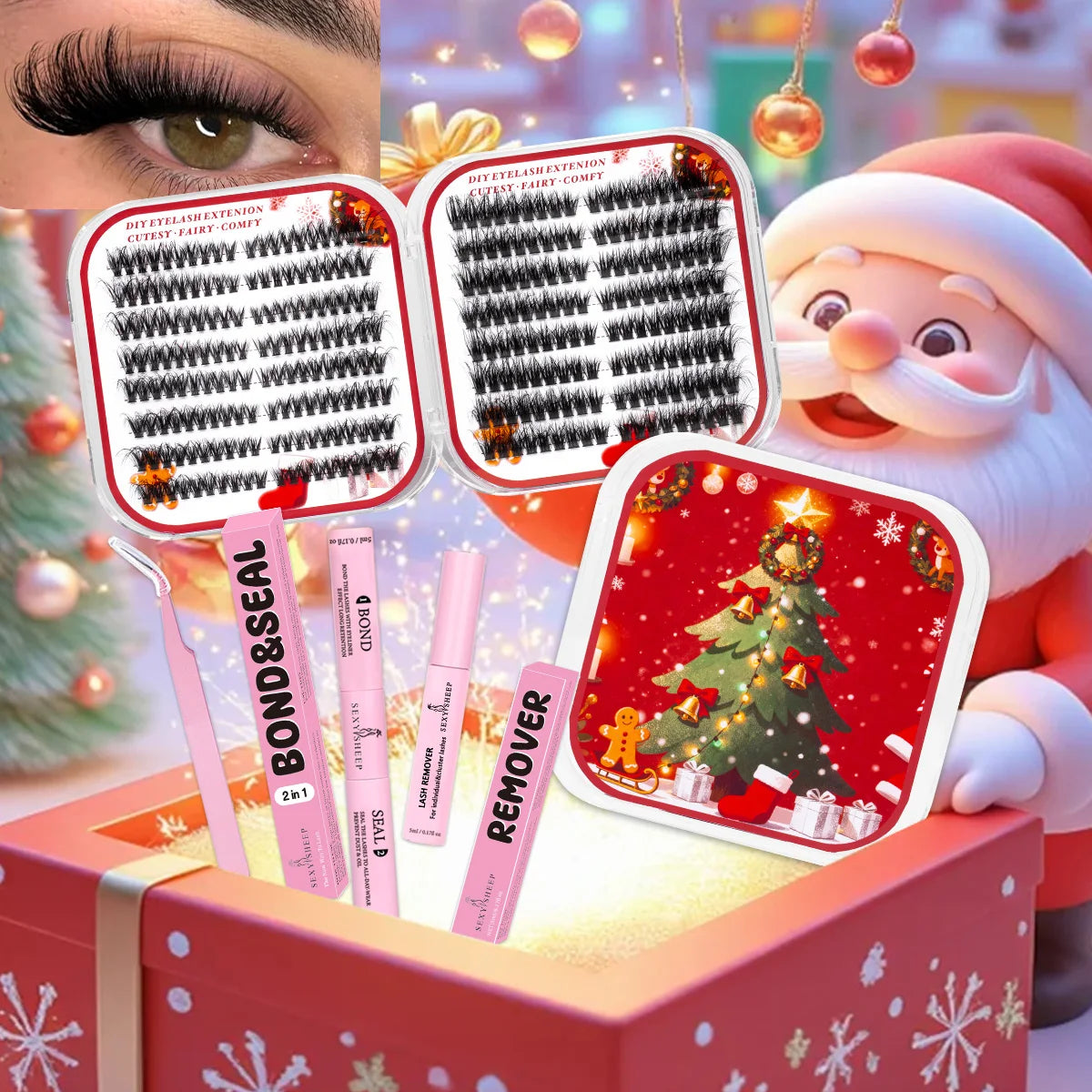 Christmas Gift Eyelash Clusters Manga Natural Look Individual Lashes Kit Lash Extension Wtih Lash Glue Use At Party Cosplay
