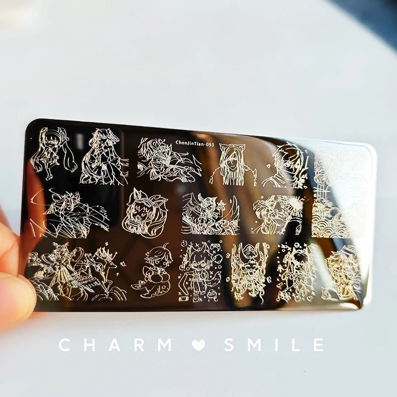 Cartoon Characters Stamping Plates French Line Geometry Flowers Leaves Animals Image Stainless Steel Nail Art Template Stencil