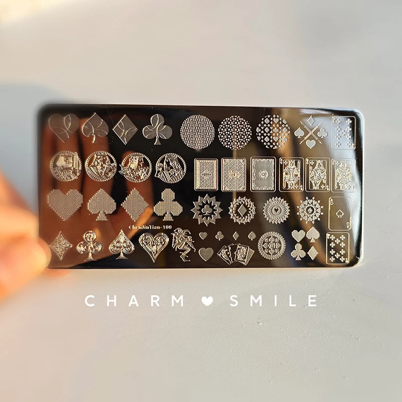 Cartoon Characters Stamping Plates French Line Geometry Flowers Leaves Animals Image Stainless Steel Nail Art Template Stencil