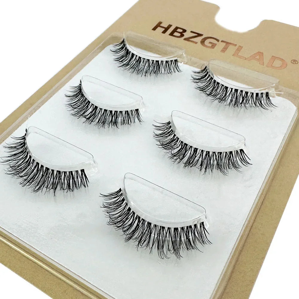 NEW 3Pairs 5d Mink Lashes 3D Mink Eyelashes Invisible Band Natural Black Mink False Eyelash Full Strip cilios posticos Reusable