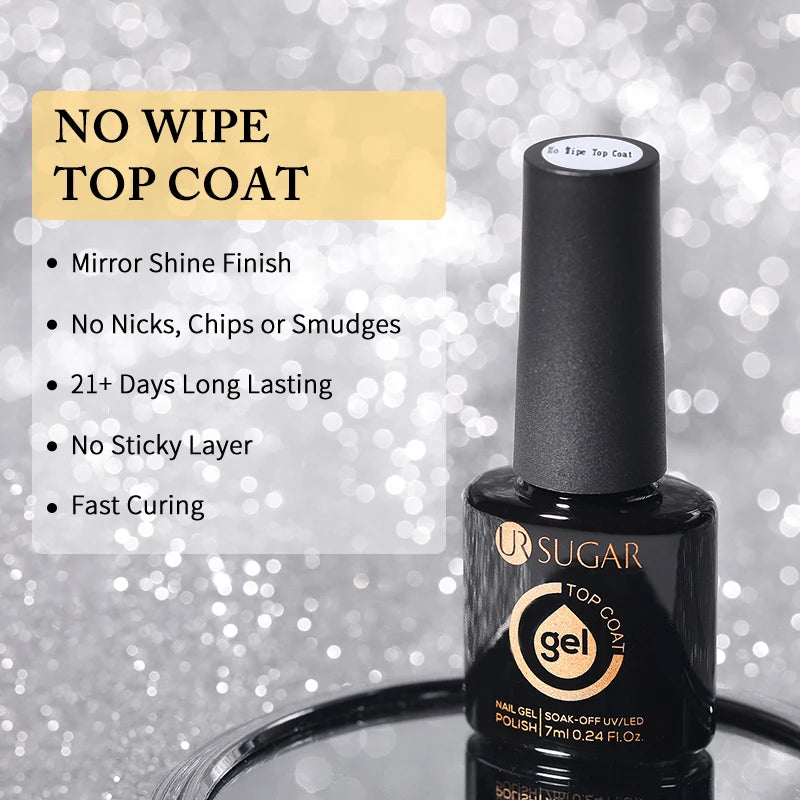 UR SUGAR 15ml No Wipe Top Base Gel Nail Gel Polish Matte Top Coat Enhancer Varnish Semi Permanent Soak Off UV LED Nail Art