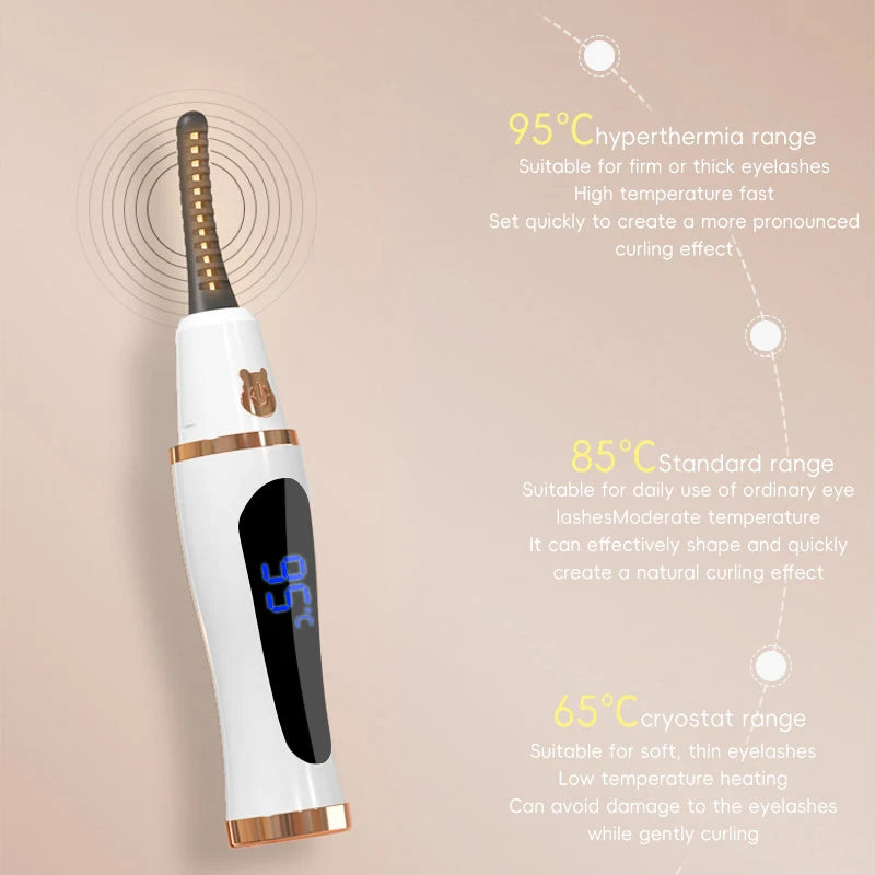 2025 New Electric Heated Eyelash Curler USB Powered Lash Curling Tool Natural Look Beauty Supplies for Home Travel Use