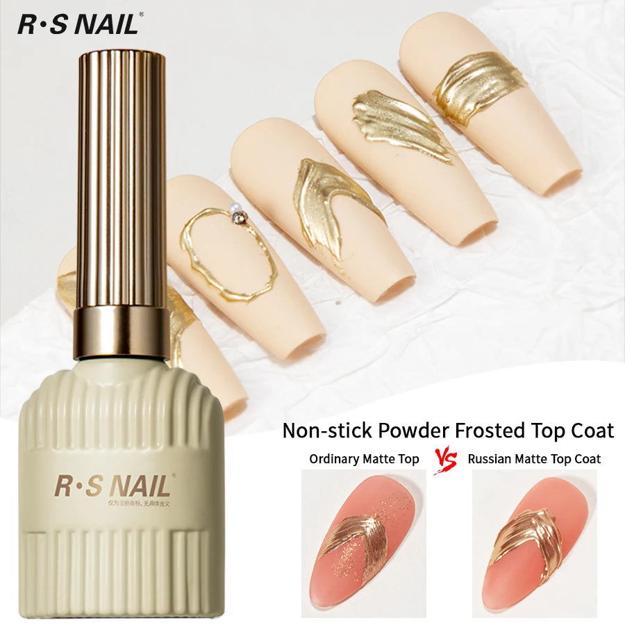 RS NAIL Russian Matte Top Coat Gel Nail Polish 10g Frosted Non Stick Powder Mat Top Coat Nail Art LED UV Semi Permanent Seal Gel