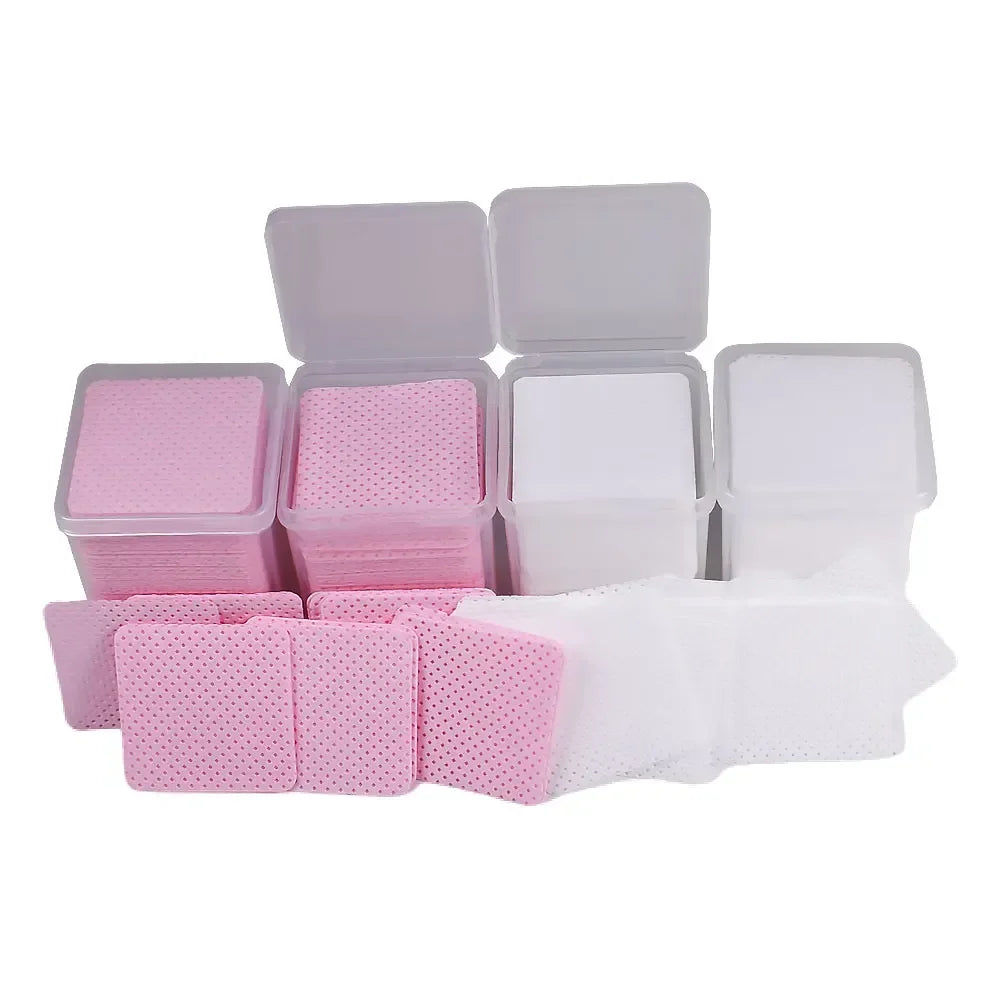 200PCS/Box Disposable Remover Cotton Pad Wipes Nail Polish Eyelashes Glue Cleaner Lint-Free Paper Pad Cleaning Manicure Supplies