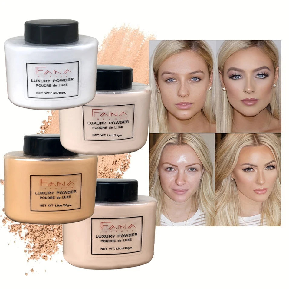 Matte White Face Pressed Powder 24 Hours Oil Control Clear Natural Powder Foundation Full Coverage Waterproof Makeup