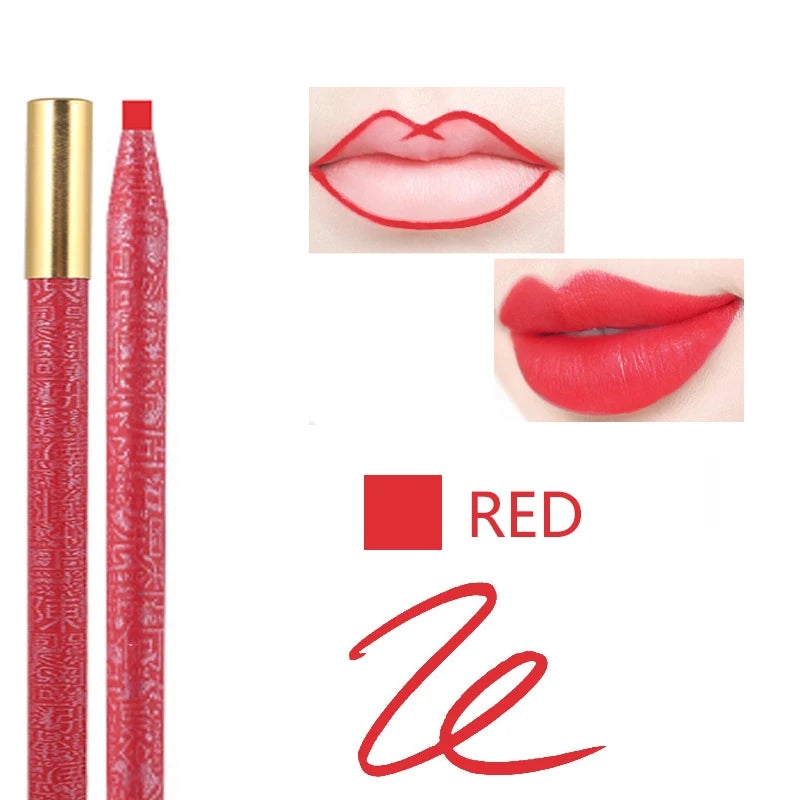 Waterproof Long Lasting Eyebrow Pencils Peel Off & Red Lip Pencil ,Eyebrow Tattoo Makeup Microblading Brow Pencil Makeup Tool