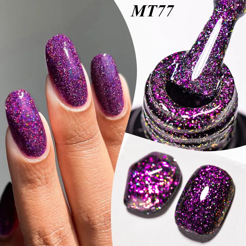 Starry Sky Reflective Glitter Nail Gel Polish Sparkling Glitter Semi Permanent Nails Art Soak Off UV Gel Varnish Nail Supplies