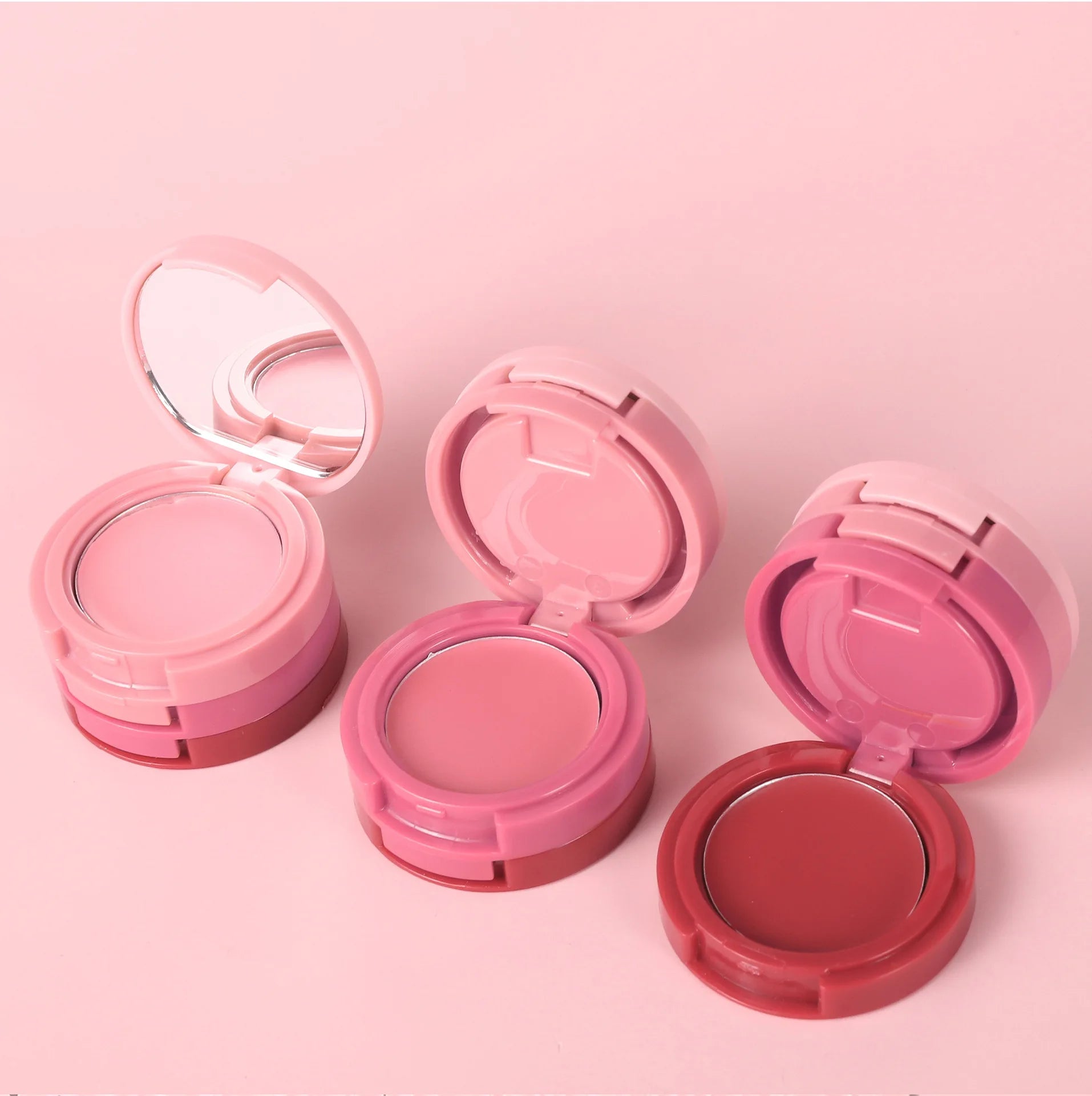 HANDAIYAN 3-in-1 Multi-Color Matte Blush Tray Folding 3-Color Velvet Mousse Lip Mud Natural