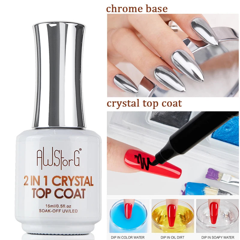 AWStorG Fiber Rubber Base Gel For Nails UV Gel Polish Semi Permanent Repair Fix Crack Nail Rubber Base Gel Strengthener 15ml