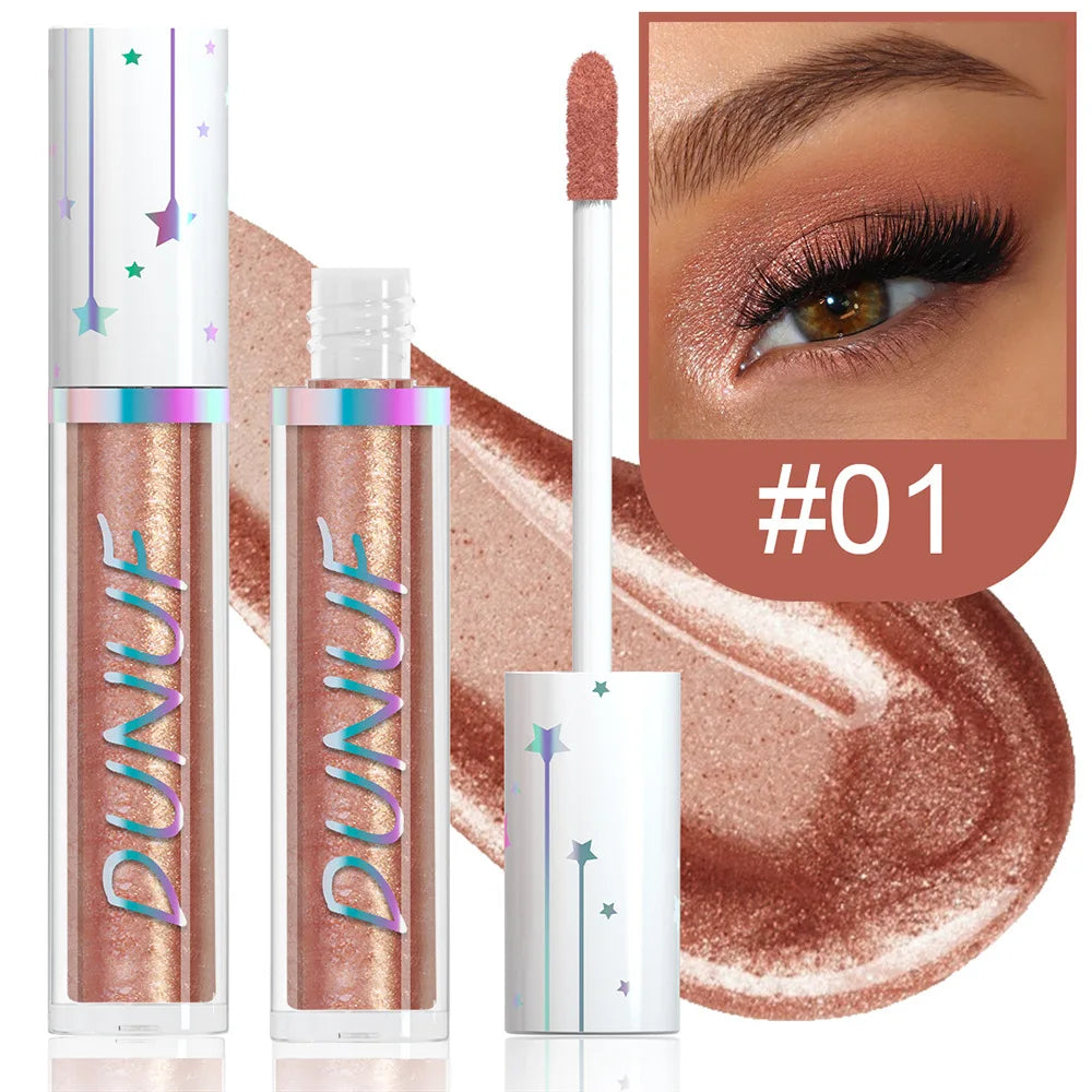 Metallic Liquid Eyeshadow Stick Brown Green Black High Gloss Pearlescent Glitter Eye Shadow Waterproof Stage Makeup Pigment