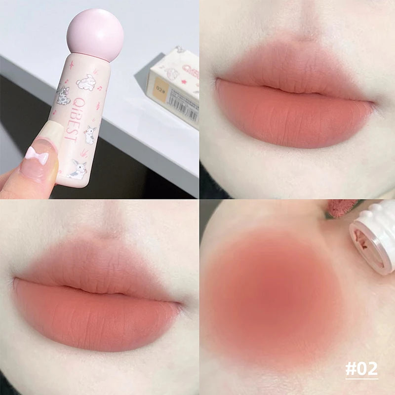 QIBEST Nude Matte Lip Mud Waterproof Non-stick Liquid Lipstick Long Lasting Highly Pigmented Lipgloss Tint Korean Cosmetics