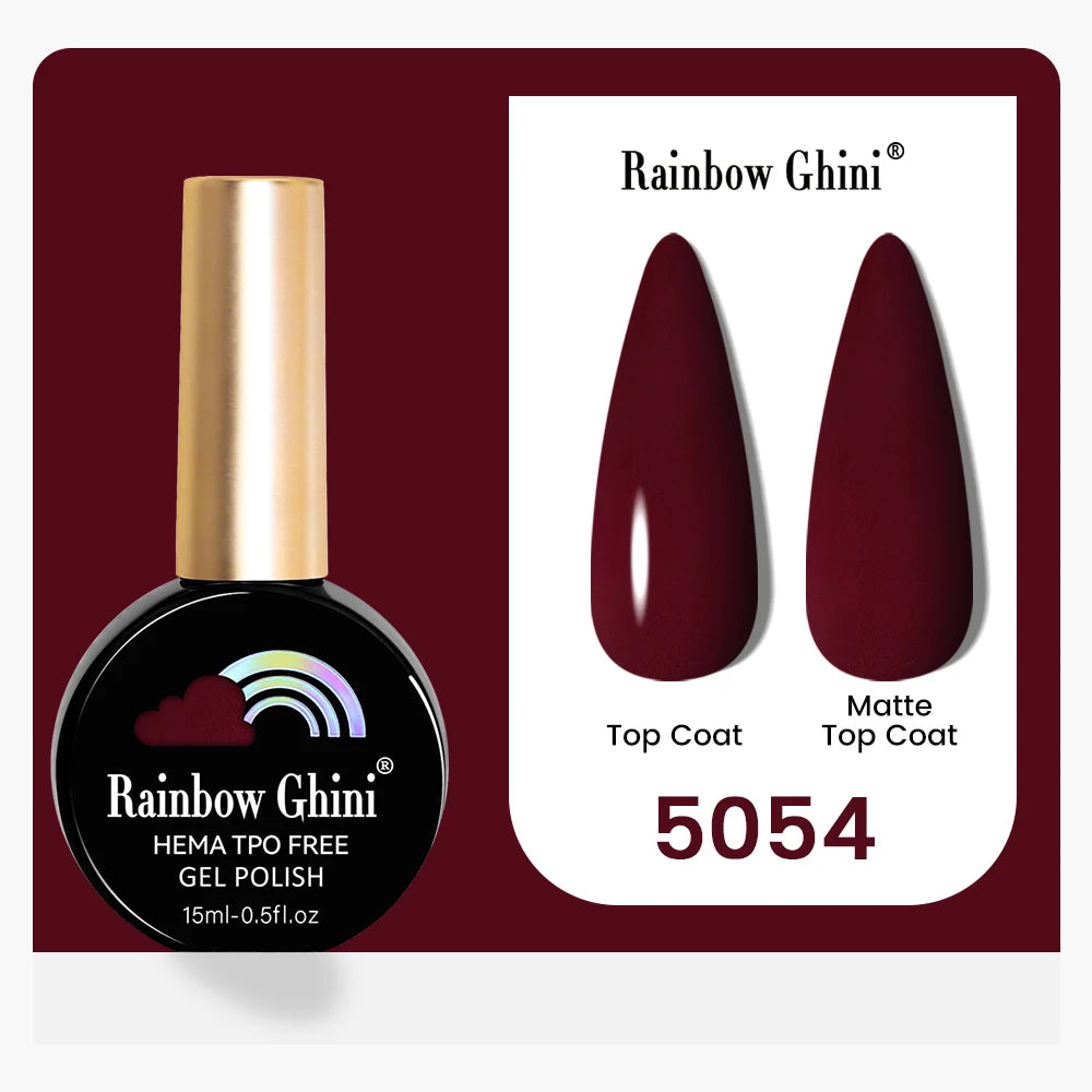 Rainbow Ghini 15ML 146 Colors Long-Lasting Colorful Gel Nail Polish Professional UV/LED Gel Polish Base Coat Matte Top Coat