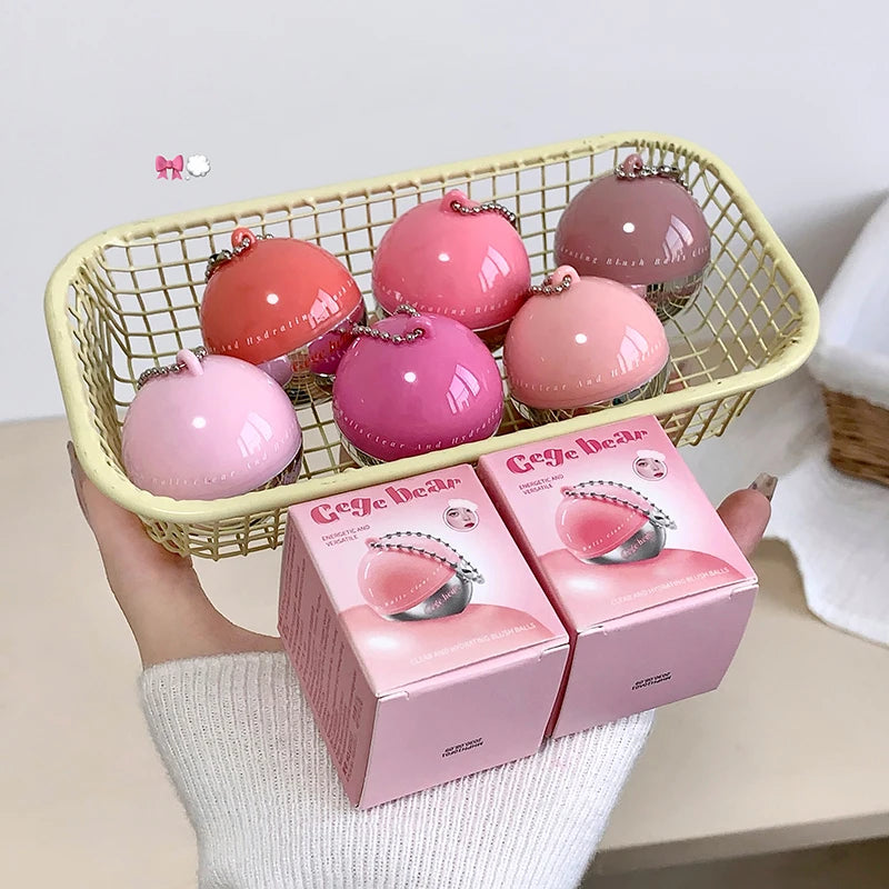 Gege Bear Juice Blush Ball Water Light Blusher Brightening Face Easy Color Multi-Use Blush Makeup Suitable for Lips and Cheeks