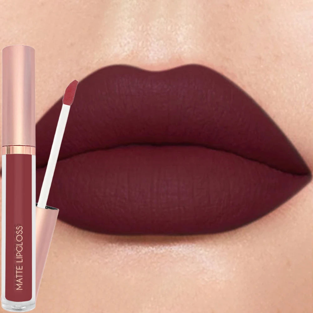 12Colors Creamy Matte Lip Gloss Long-lasting Velvet Non-drying Moisturizing Nude Berry Rose Lipstick Plump Lip Makeup Cosmetics