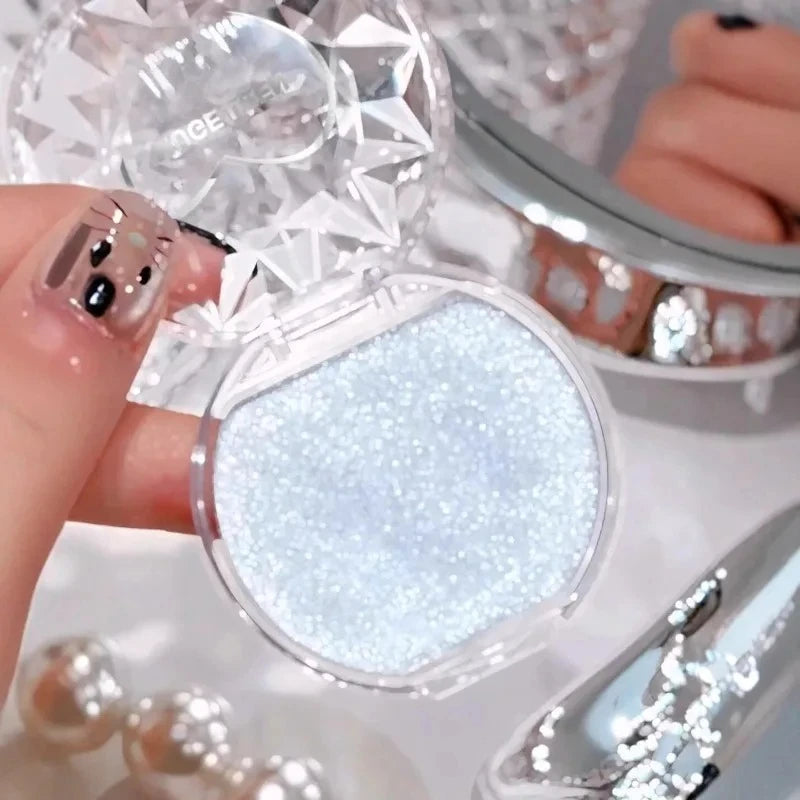 Galaxy Sapphire Highlighter Diamond Sparkle Cream for Eye & Face Glow Long Lasting & Blendable Highlight Cream Makeup Icy Blue