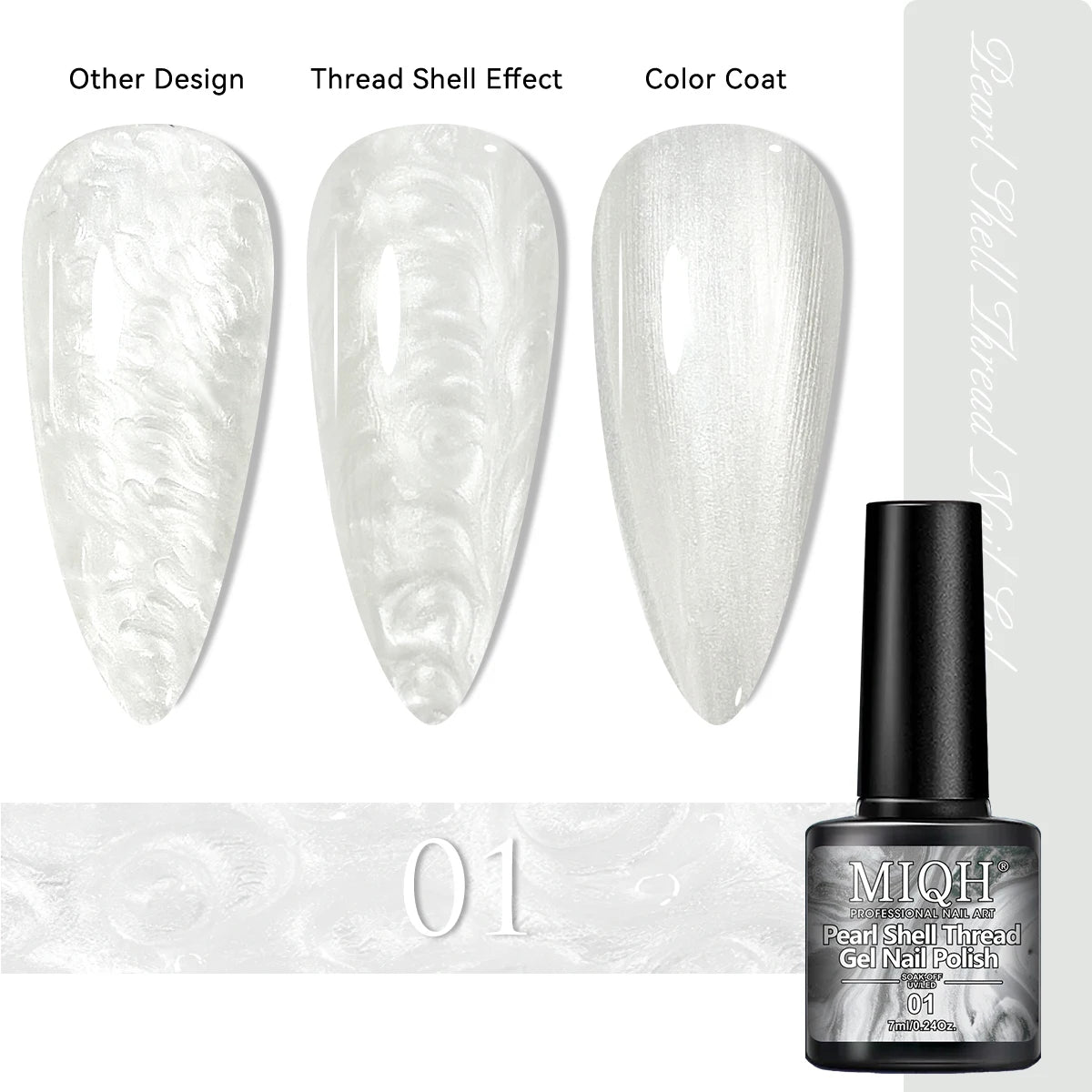 7ml Pearl Gel Nail Polish Set, White Purple Blue Glitter Shell Gel Polish, Soak Off UV LED Curing Pearlescent Gel Polish Swirl T