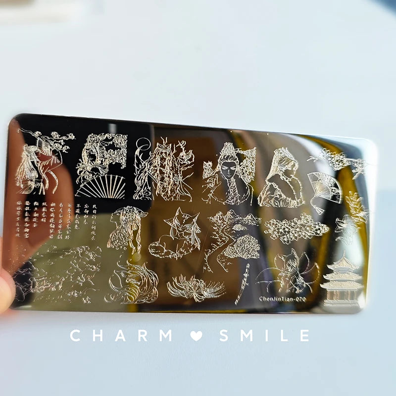 Cartoon Characters Stamping Plates French Line Geometry Flowers Leaves Animals Image Stainless Steel Nail Art Template Stencil
