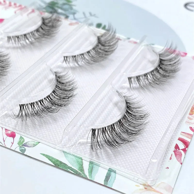 NEW 3Pairs 5d Mink Lashes 3D Mink Eyelashes Invisible Band Natural Black Mink False Eyelash Full Strip cilios posticos Reusable