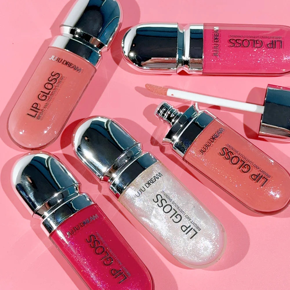 Long-Lasting Water-Gloss Plump Lip Gloss Capsule - Moisturizing & Hydrating Shine Mirror Transparent Pinkish-Shimmer Lip Glaze