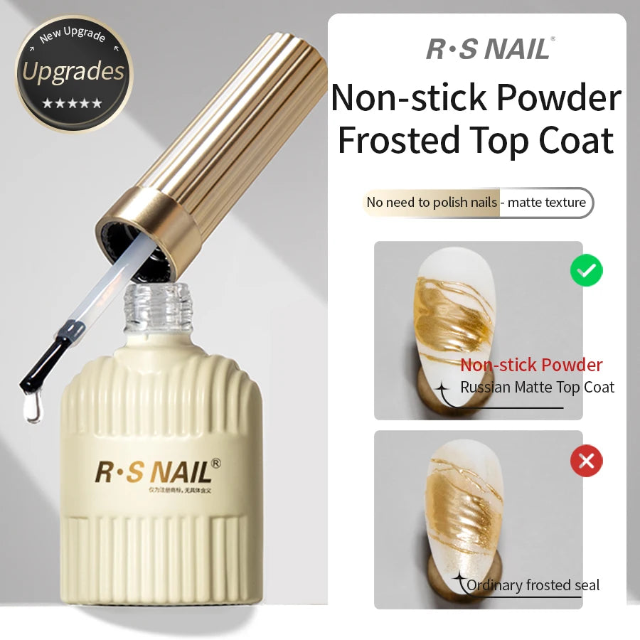 RS NAIL Russian Matte Top Coat Gel Nail Polish 10g Frosted Non Stick Powder Mat Top Coat Nail Art LED UV Semi Permanent Seal Gel