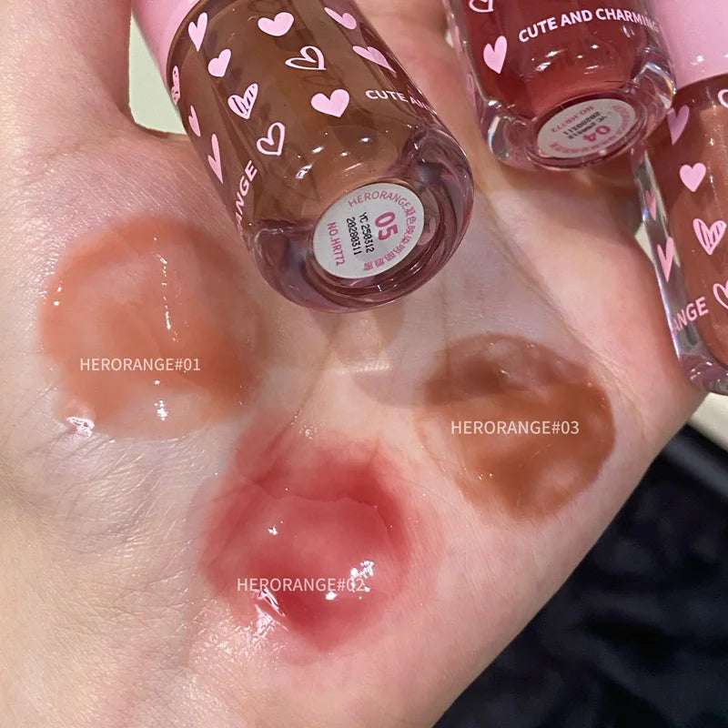 Herorange~ Moisturizing Glossy Lip Gloss, Hydrating Mirror-Like Moisturizing, Plumping Lips, Summer Color-Enhancing and Brightening Cross-Border Lip Gloss