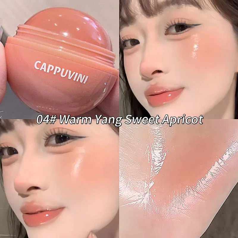 Cappuvini Vitality Juicy Blush Ball Natural Rosy Long-Lasting High Color Blusher Cream Face Makeup Rouge