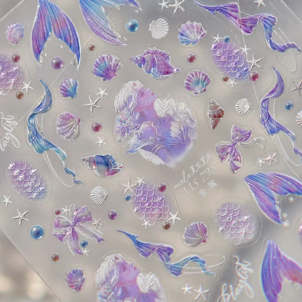 Ocean Shell Starfish Shell Conch Whale Dolphin Seahorse Coconut Tree Water Bubbles Self Adhesive Nail Art Sticker Manicure Decal