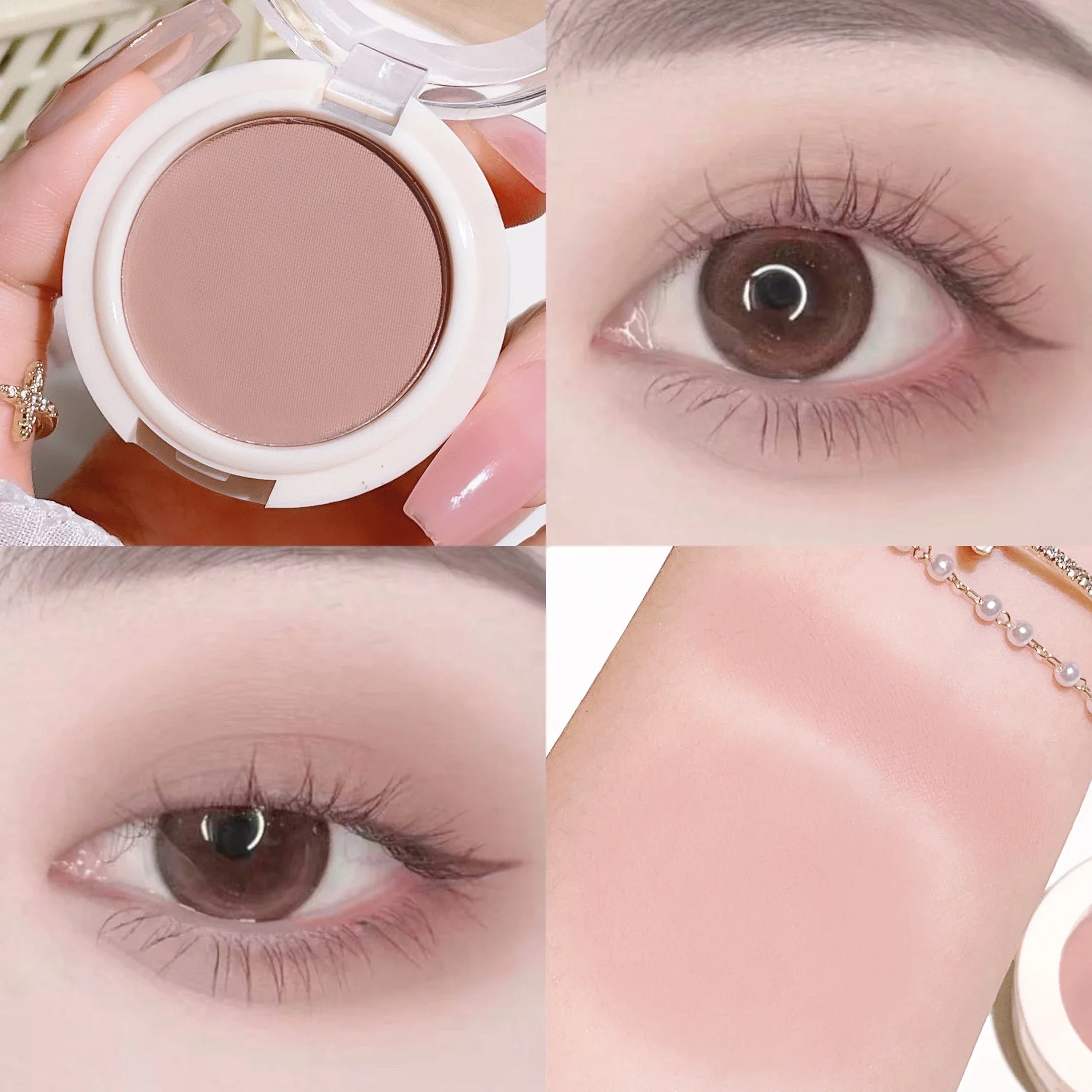 Single-Color Eyeshadow – Matte & Shimmer, High-Pigment, Brightening, Waterproof, Long-Lasting, Soft & Natural Glow Makeup