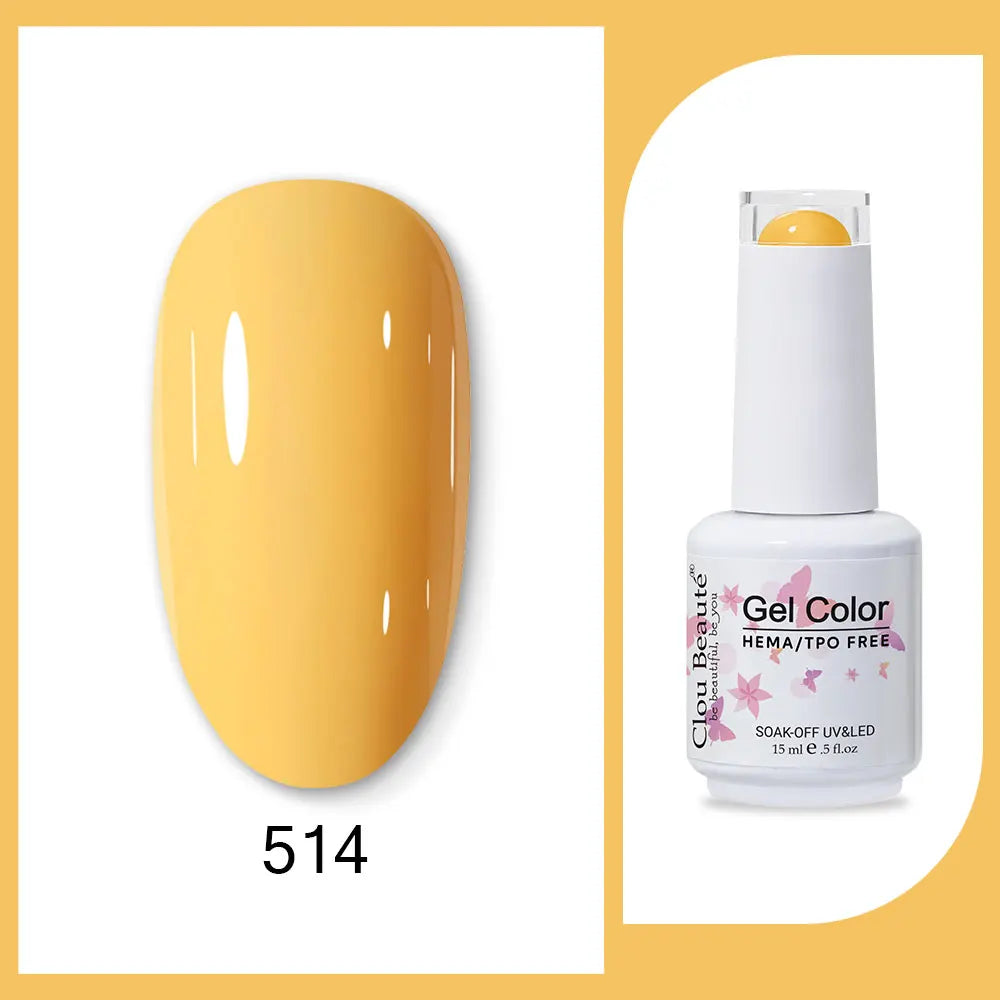 Clou Beaute 15ml Red Black White Green Neon Gel Nail Polish Base Top Coat Velvet Top 400 Colors Semi Permanent Gel Nail Varnish