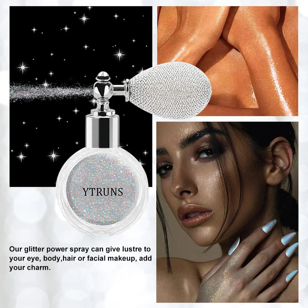 Star glitter spray, mixing color system, body makeup highlighter, 3D glitter fine powder, suitable for performances and banquets