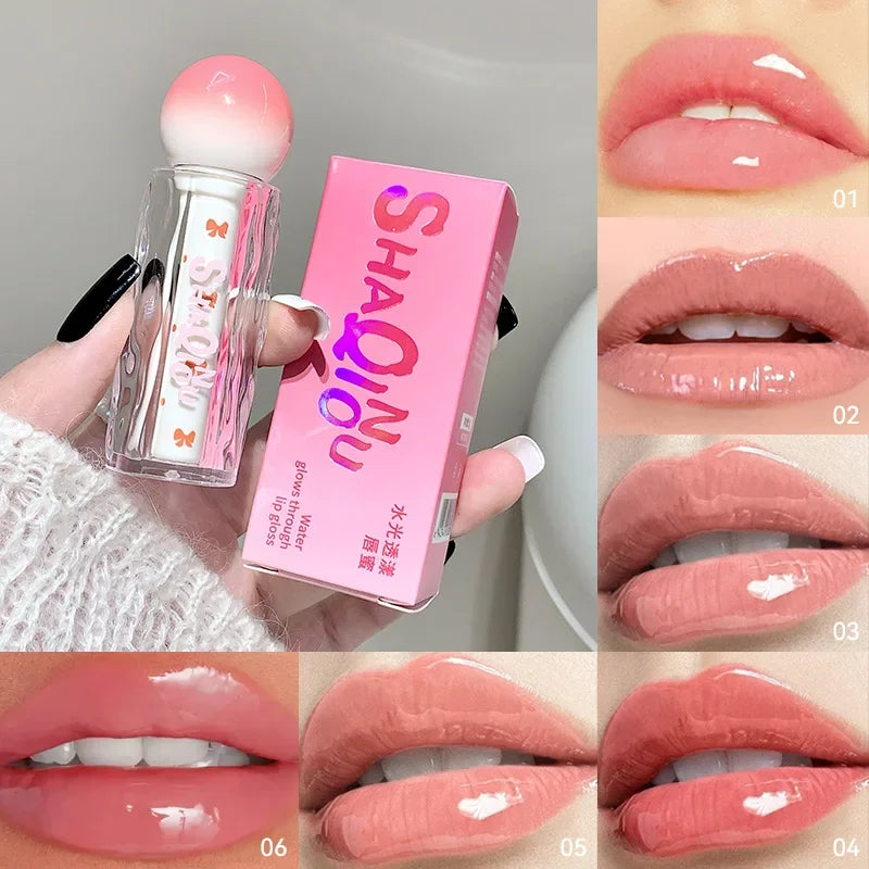 SHAQINUO Shiny Transparent Lip Gloss: Moisturizing Matte Mist Finish Pink Tone Plumping Luminous Lip Gloss