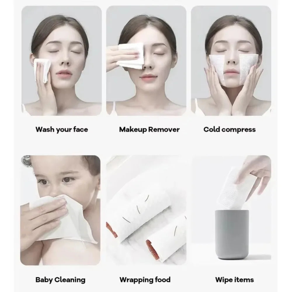 30 Pumps Thickened Disposable Face Towel 100Cotton Soft Fabric Travel Cleansing Dry Wet Makeup Remover Pearl Cotton Reusable