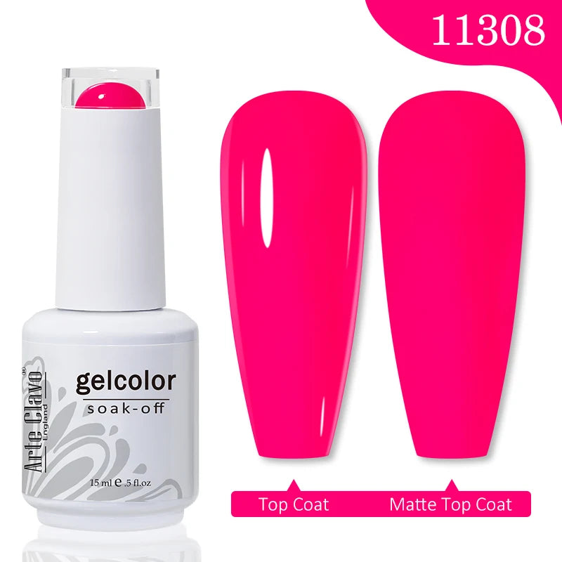 Arte Clavo 15ml Rose Red Pink Color Gel Nail Polish Autumn Winter Hot Sale Long Lasting Soak Off For Manicure Nail Art Gel