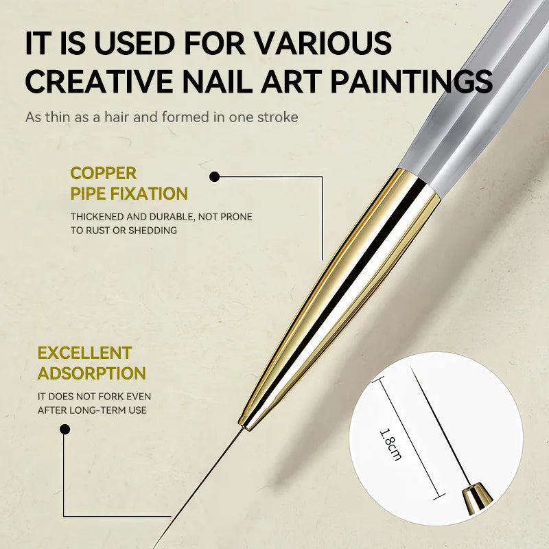Professional Nail Art Brush Tip Painting Drawing Carving Dotting Pen Flat Fan Liner for Acrylic Gel UV Polish Manicure Tools